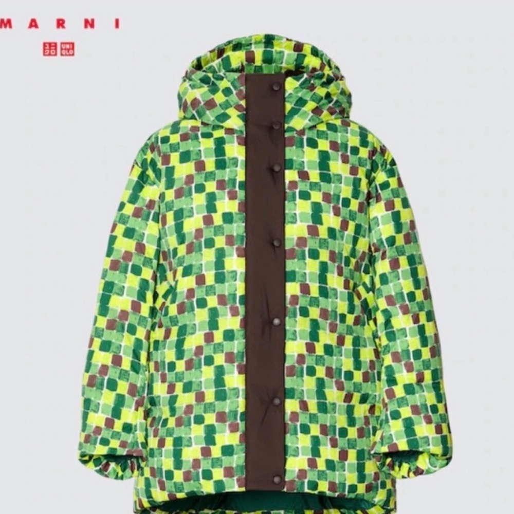 Marni x Uniqlo Jacket Women Oversized hooded down puffer coat.